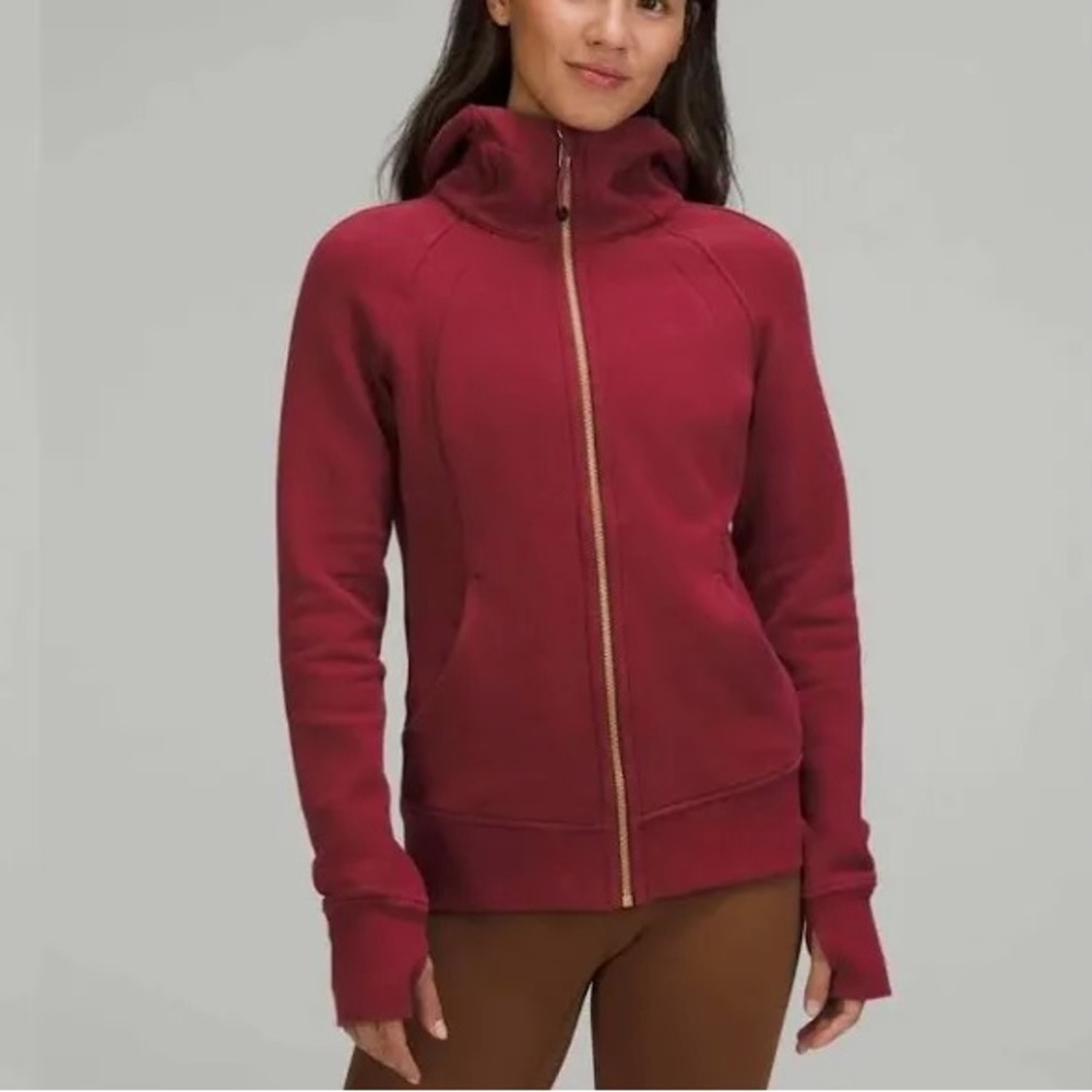 Lululemon Full Zip Scuba Jacket in Mullen Wine/Gold
